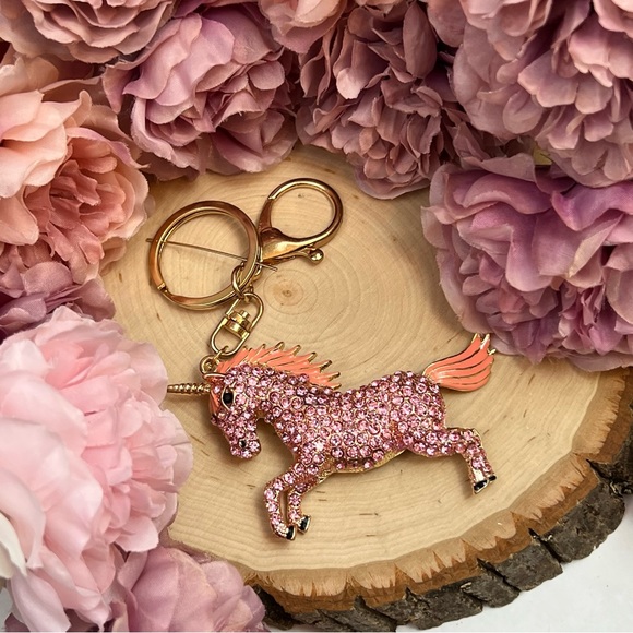 Magical Pink Crystal Unicorn Keychain Charm - Picture 6 of 16